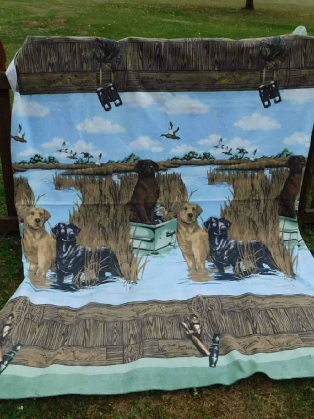 Vintage Lab Labrador Retriever Labs Hunting Theme Dog Blanket Bedding Lodge Cabi